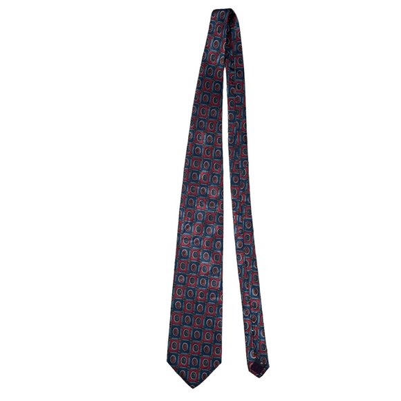 David Taylor Men's Red Blue Geometric Classic Polyester Necktie - Picture 5 of 5